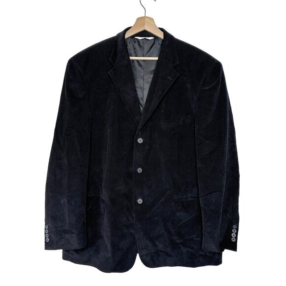 Linea Uomo Professional Black Corduroy Sports Jacket Blazer 44 Long - Picture 1 of 5